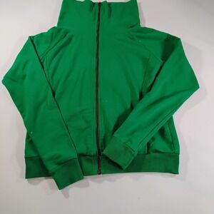 Vintage Sweatshirts Women's Large Green Long Neck Full Zip Long Sleeve Sweater